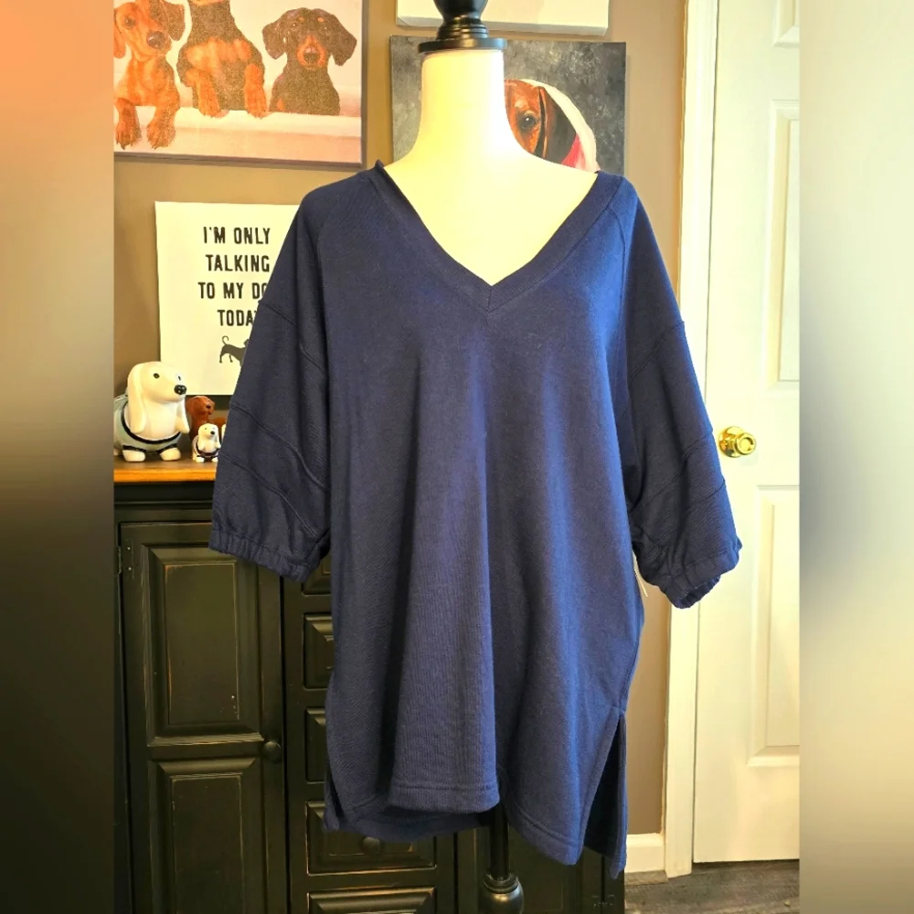 NWT Free People On The Run Top Only Navy Size M - Picture 3 of 9